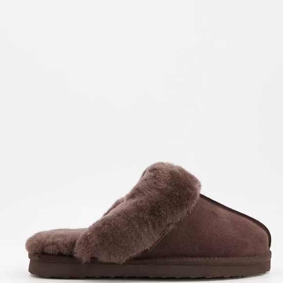Redfoot platform shearling slippers shoes Chocolate Brown, Dorm, warm cozy shoes - Picture 2 of 5